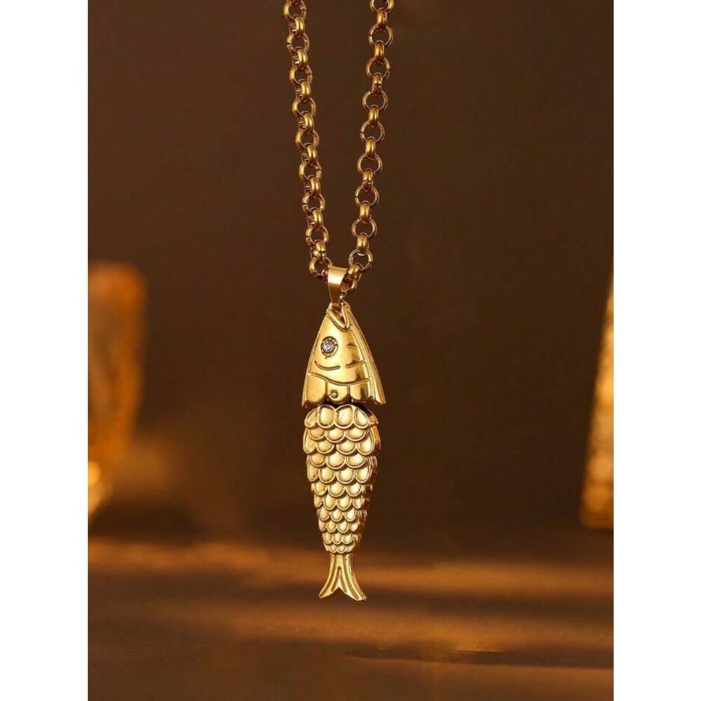 Gold Fish Pendant Necklace N2024